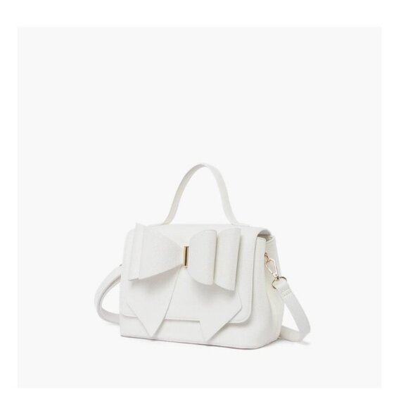 LIKE DREAMS/GROSSI Eva double bowtie leather top handle crossbody WHITE (New) - Picture 5 of 13
